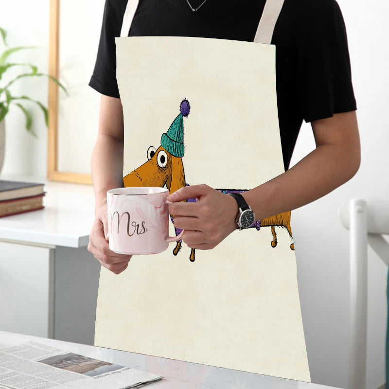 1Pcs Kitchen Apron Dachshund Animal Printed Sleeveless Cute Dachshund Aprons for Men Women Home Cleaning Tools 55*68Cm Tablier