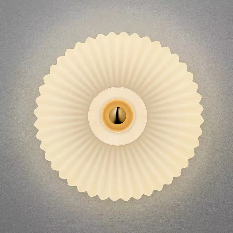 Ribbed Glass Wall Light Round Fitting