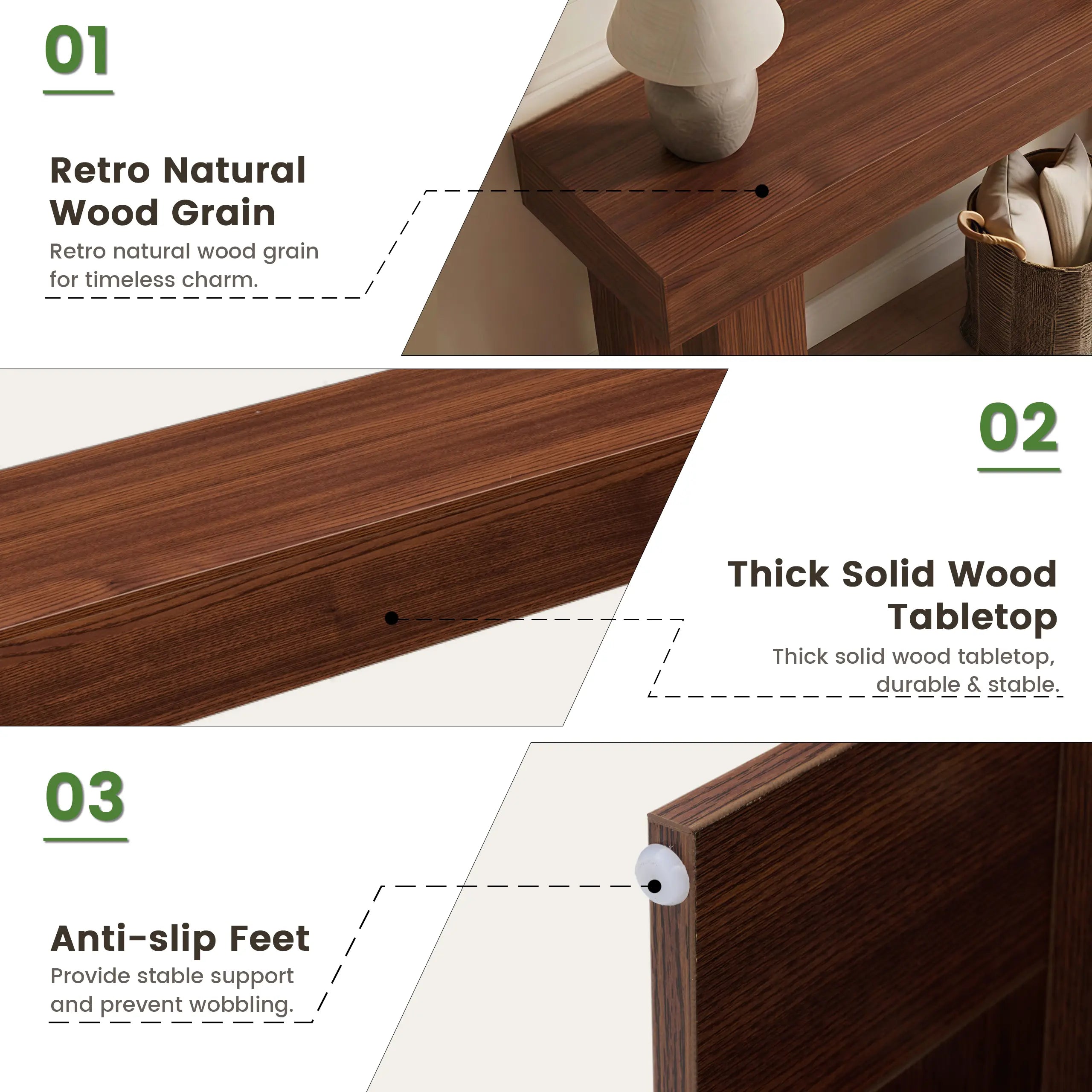 63 Inch Entryway Table with Socket and Sensor Light, Farmhouse Wooden Sofa Table behind Couch or Foyer Table, Narrow Console Table with Storage Shelf for Living Room, Entrance, Hallway, Easy Assembly