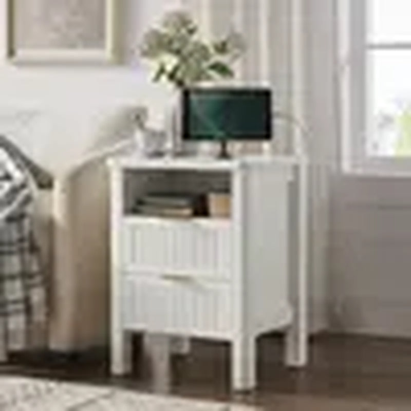 【Summerfinds】Onbrill 2-Piece Bedside Cabinet Set - 23.62" Modern Wood Nightstands with Fluted Panels, Drawers, 2 USB Ports, Glides, Curved Profile, 17.72"W×15.75"D×23.62"H End Tables for Bedroom Decor, Small Spaces,Dorm Essentials,Home Decor