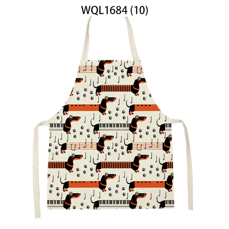 1Pcs Kitchen Apron Dachshund Animal Printed Sleeveless Cute Dachshund Aprons for Men Women Home Cleaning Tools 55*68Cm Tablier
