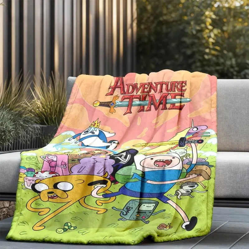 Adventure Time Cartoon Character Flannel Throw Blanket, Large Ultra-Soft Warm Lightweight Cozy, Ideal for Living Room-Camping, Perfect Gift for Fans on Birthdays-Christmas