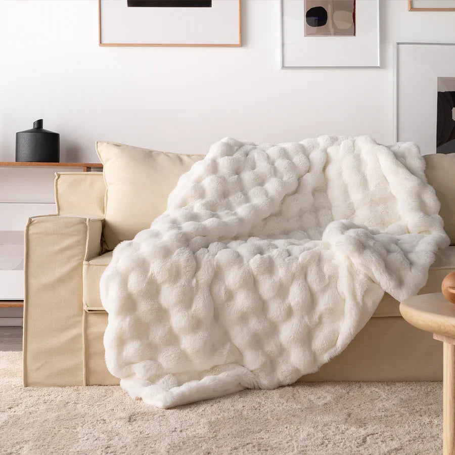 Faux Fur Throw Blanket Ultra Soft Double Layer