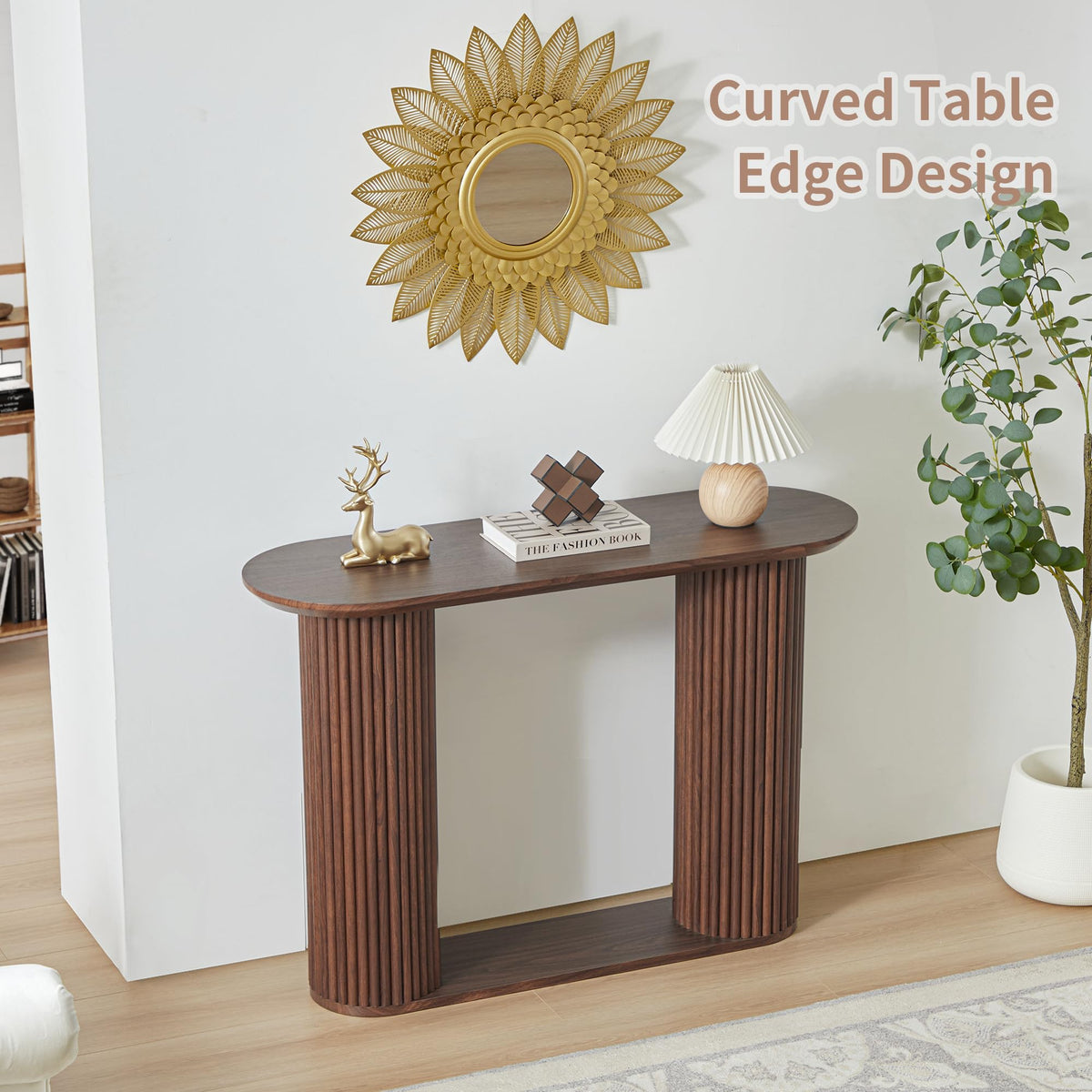 Fluted Console Table Farmhouse Oval Entryway Hallway – view 4