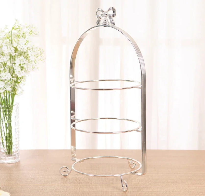 High-Grade 2/3 Layers Dessert Tray Silver Plated round Metal Cake Stand Cupcake Tray Wedding Party Decoration Cake Display Stand