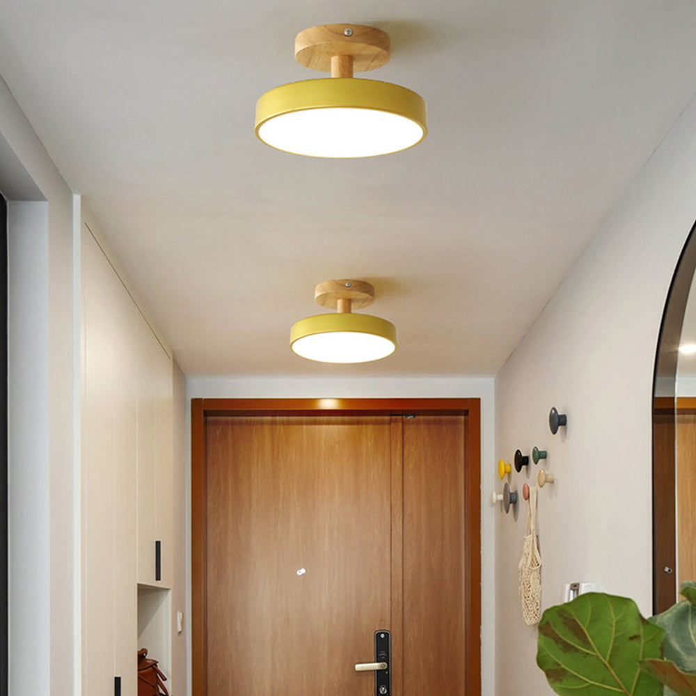 LED Ceiling Light – Wooden Base – Round Design
