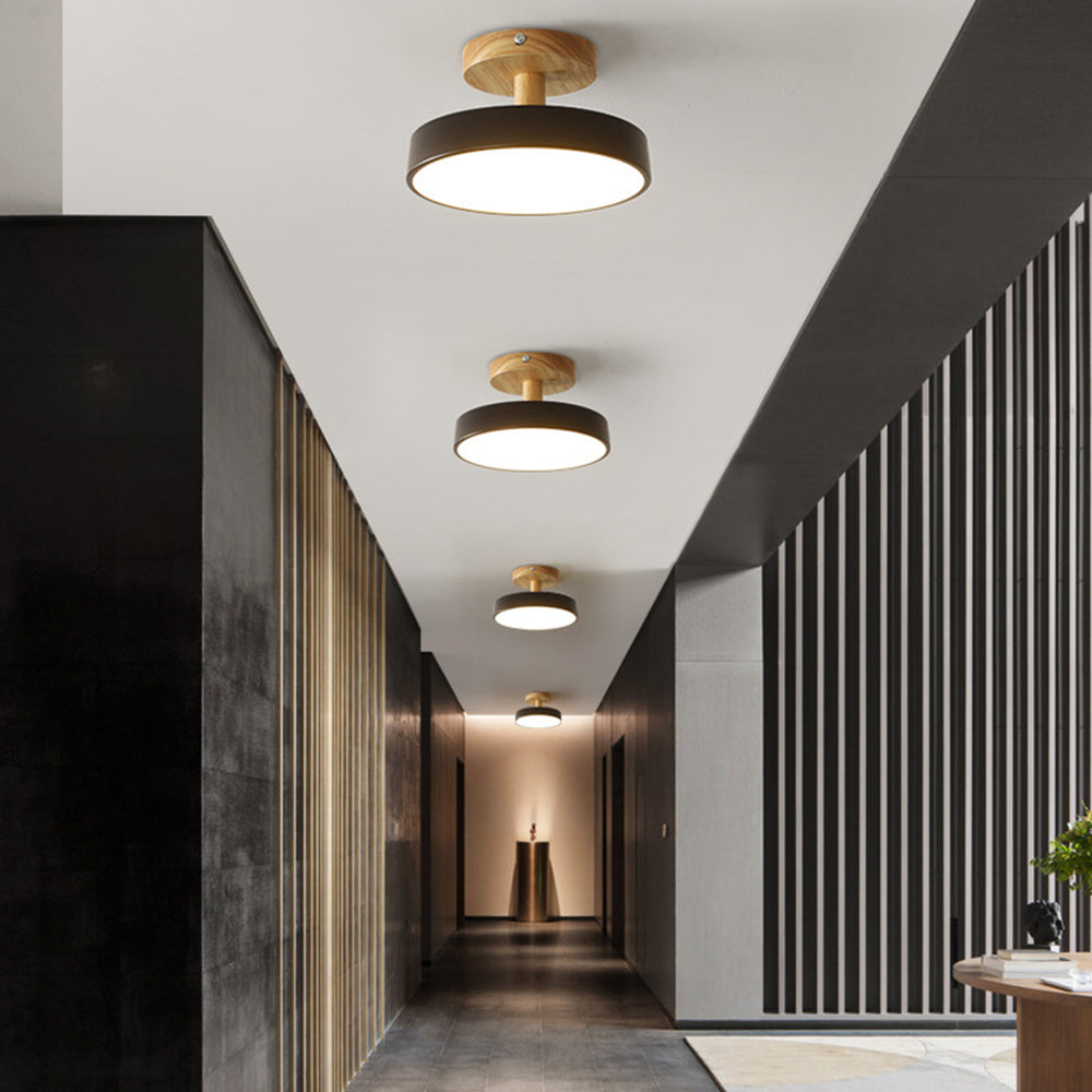 LED Ceiling Light – Wooden Base – Round Design