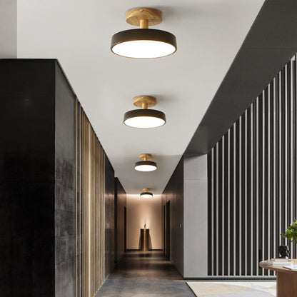 LED Ceiling Light – Wooden Base – Round Design