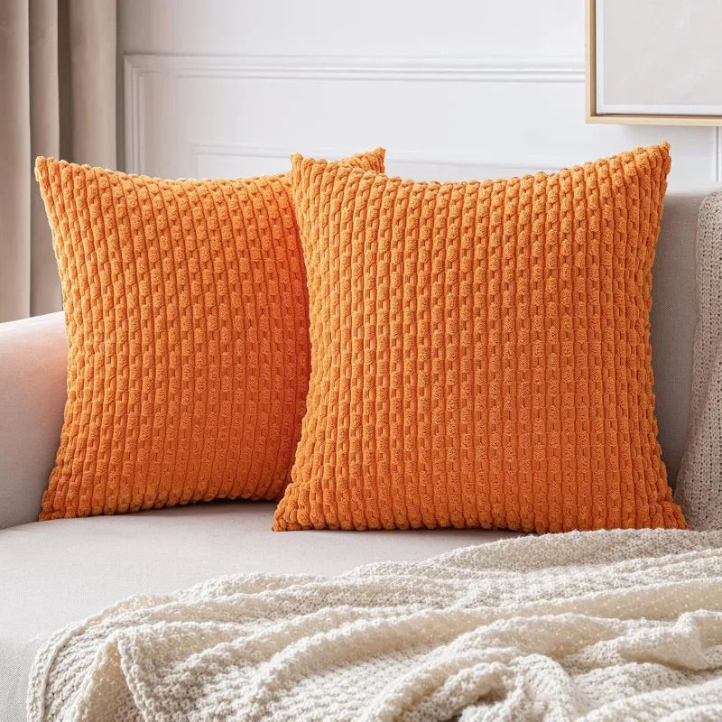 Corduroy Cushion Cover Soft Ribbed Fabric For Home