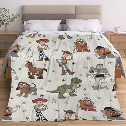 [Summervibes] DISNEY CLASSIC Toy Story Soft Flannel Blanket, Vibrant Cartoon Print for Home, Camping &amp; Holiday Gifts