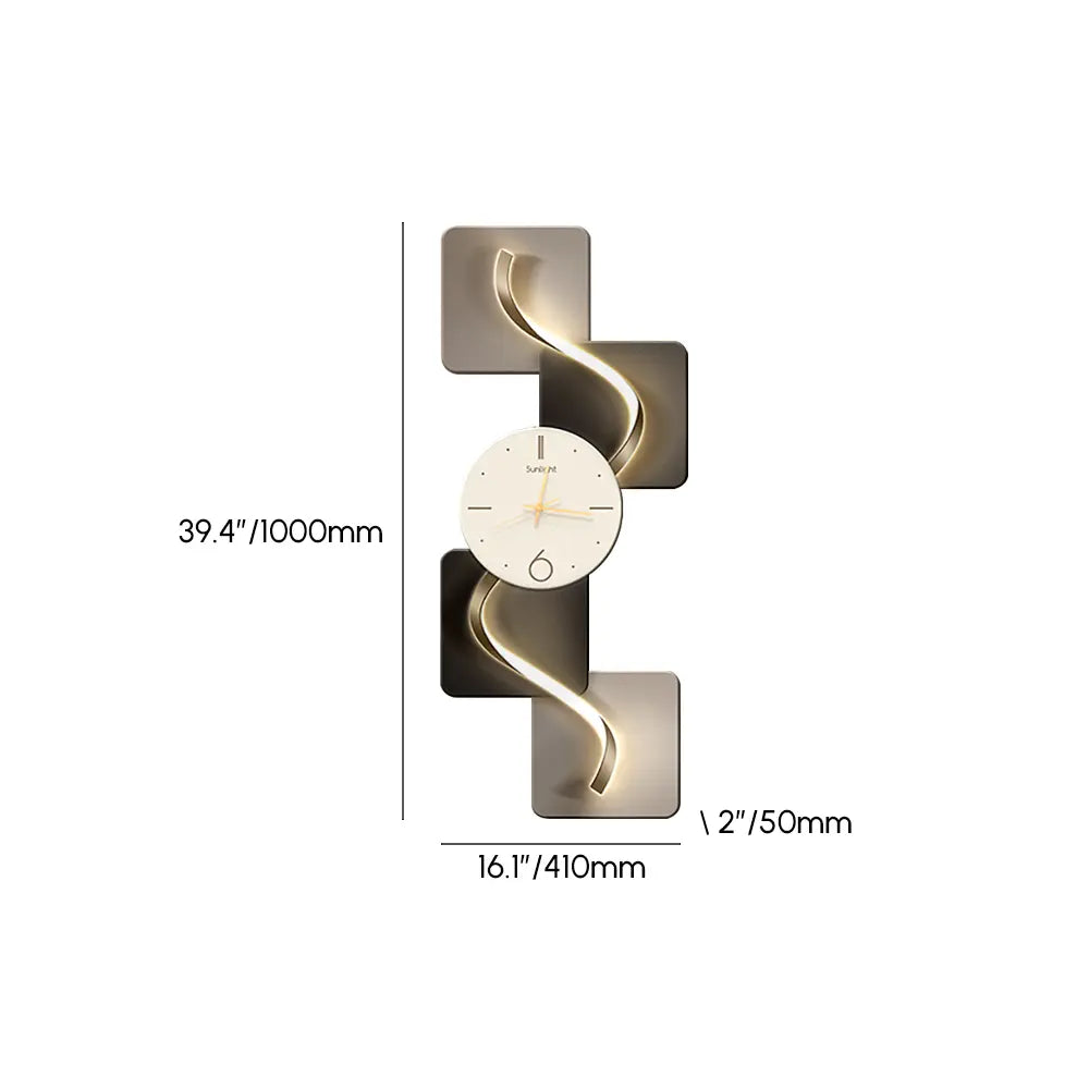 Homary 39.4" Silent MDF LED Analog Decorative Wall Clock - Light Modern Abstract Geometric Design, for Living Room, Entryway, Aesthetic Home Decor, Room Decor,Dorm Essentials
