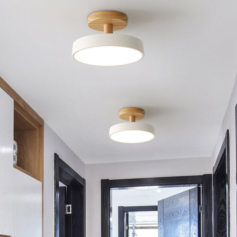 LED Ceiling Light – Wooden Base – Round Design