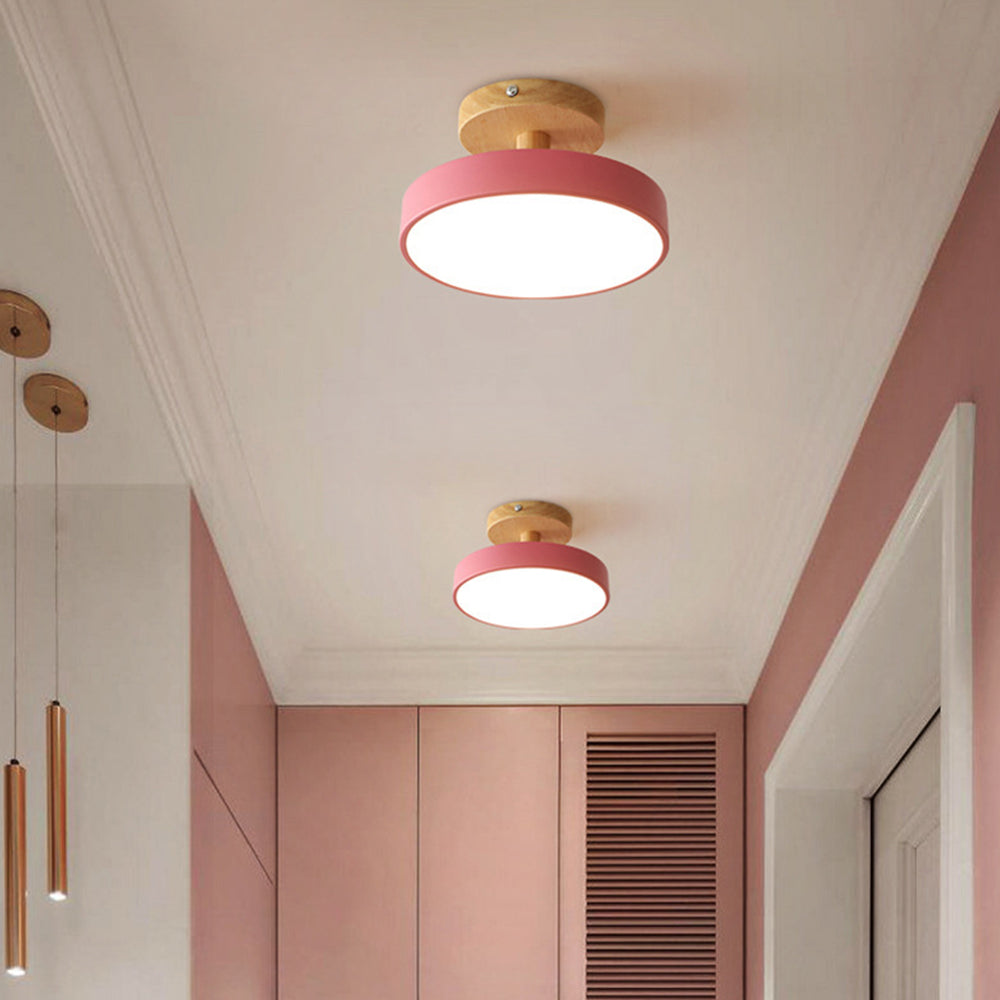 LED Ceiling Light – Wooden Base – Round Design