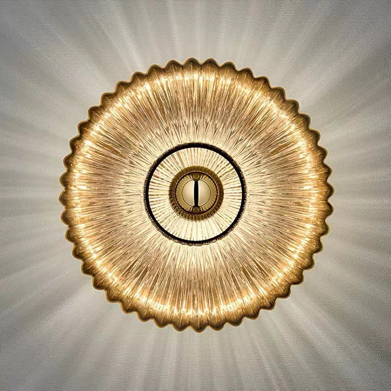 Ribbed Glass Wall Light Round Fitting
