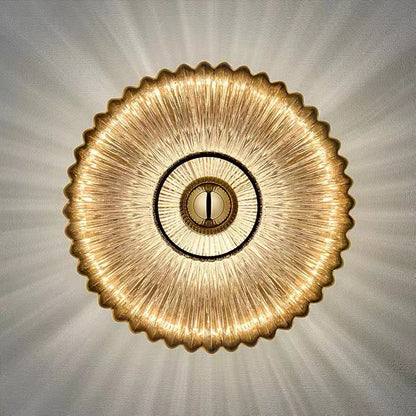 Ribbed Glass Wall Light Round Fitting
