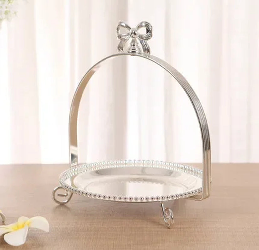 High-Grade 2/3 Layers Dessert Tray Silver Plated round Metal Cake Stand Cupcake Tray Wedding Party Decoration Cake Display Stand