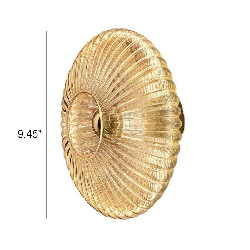 Ribbed Glass Wall Light Round Fitting