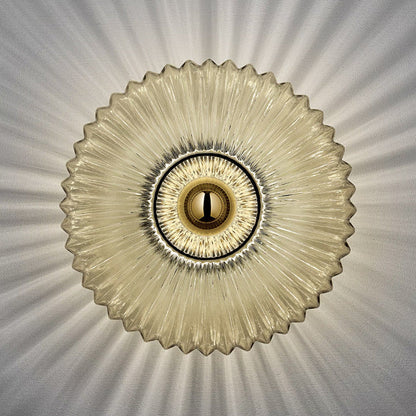 Ribbed Glass Wall Light Round Fitting