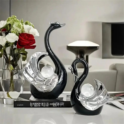 Swan-Design Ornament, Ceramic Ornaments, Decorative Ornaments, Creative Desktop Decoration, Modern Home Decor for Living Room Entrance TV Cabinet, Room Decor, Home Decor