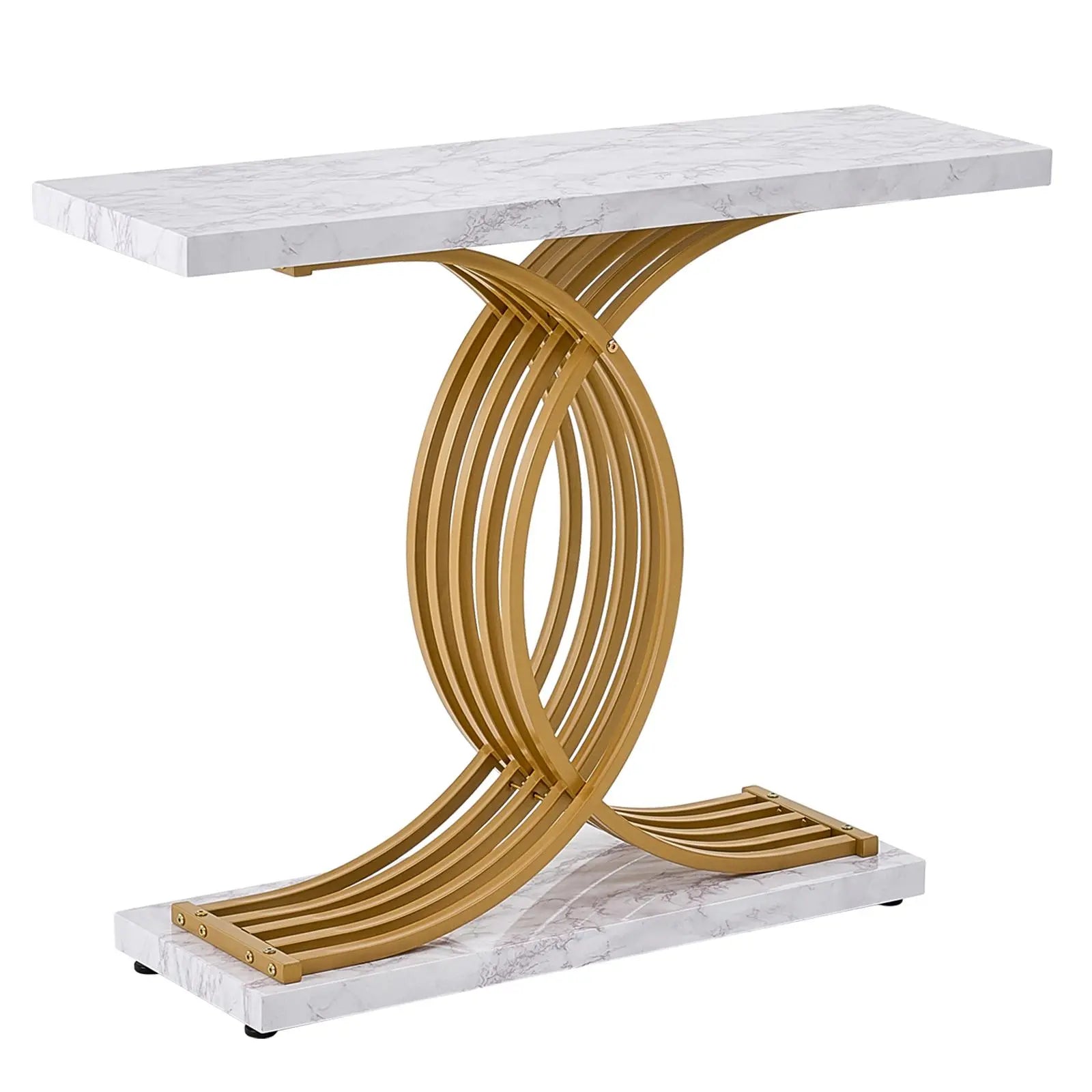 【Summerfinds】Vevor Narrow Console Sofa Table, 39.4 Inches behind Couch Table, 1-Tier Long Entryway Table and Skinny Hallway Table, Narrow Sofa Table with Metal Frame, for Entryway, Hallway, Living Room &amp; Bedroom