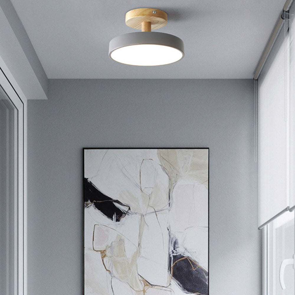 LED Ceiling Light – Wooden Base – Round Design