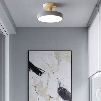 LED Ceiling Light – Wooden Base – Round Design