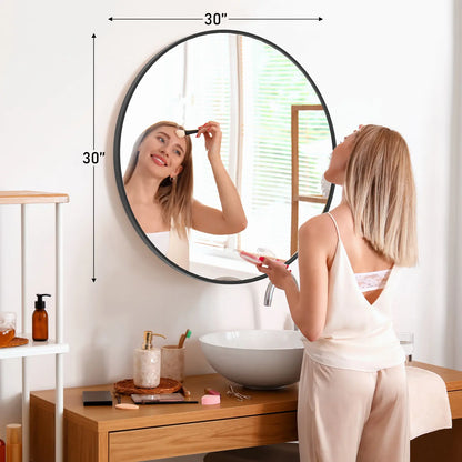 Sweetcrispy Aluminium Circle Vanity Mirror - Bathroom Mirrors, Wall-Mounted Wall Decor Piece for over Sink, Aesthetic Home Decor