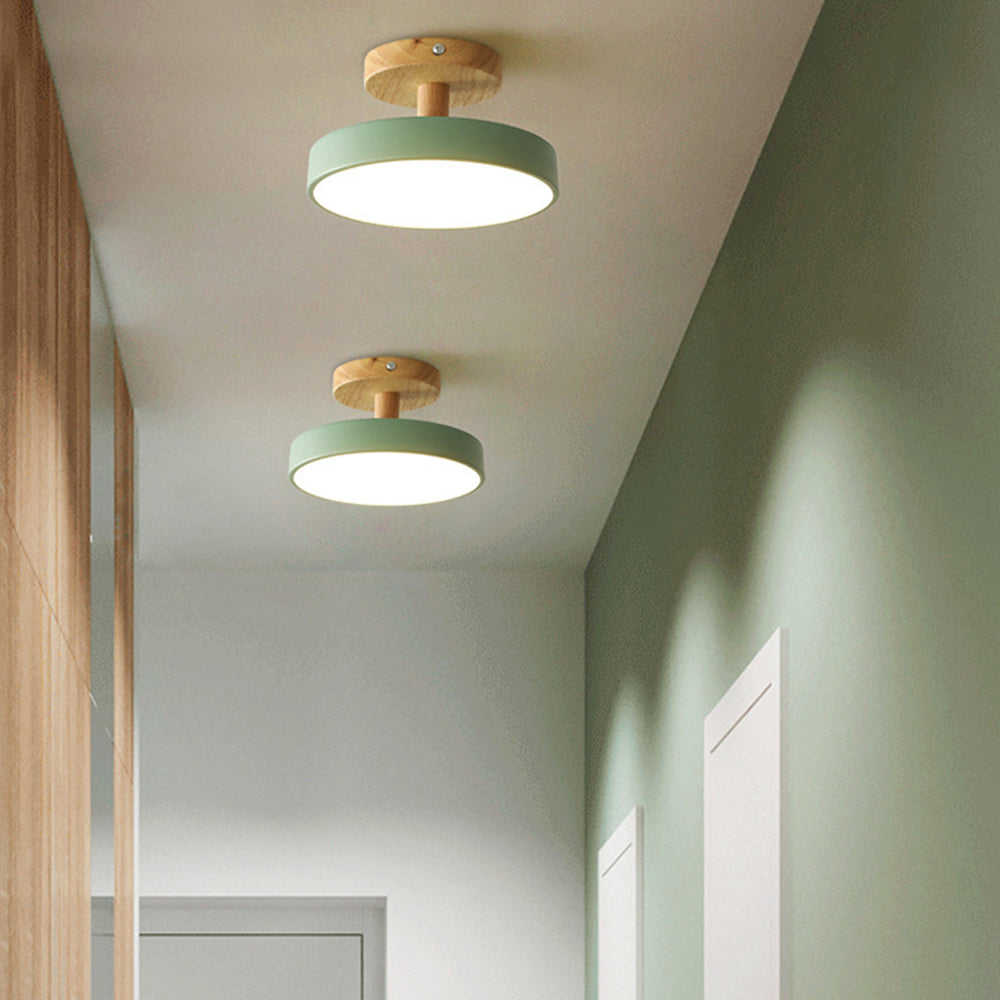 LED Ceiling Light – Wooden Base – Round Design