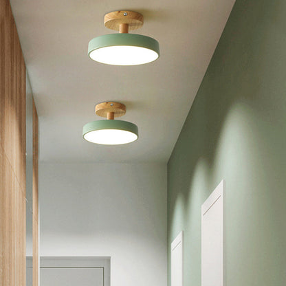LED Ceiling Light – Wooden Base – Round Design