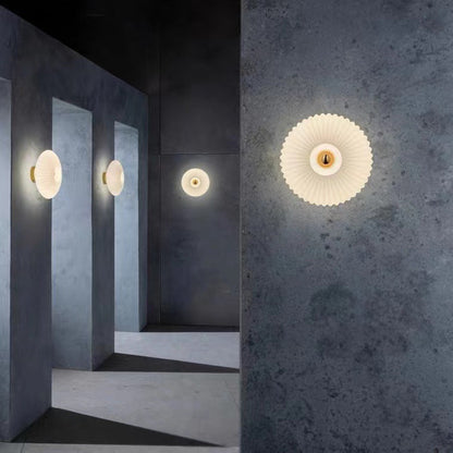 Ribbed Glass Wall Light Round Fitting