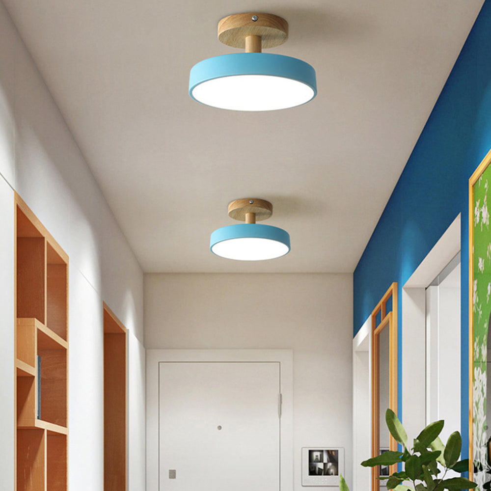 LED Ceiling Light – Wooden Base – Round Design