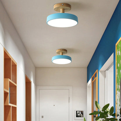 LED Ceiling Light – Wooden Base – Round Design