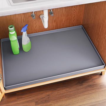 Waterproof under Sink Mat 34" X 22" Shelf Liner for Kitchen and Bathroom, Cabinet Protector, Organizers and Storage, Flexible Silicone Drip Tray