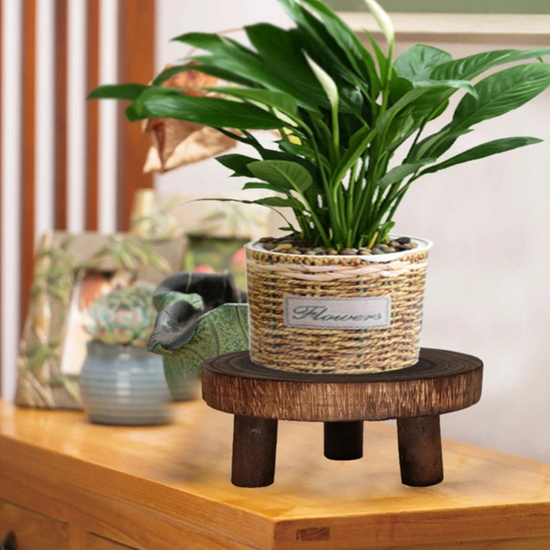 Solid Wood round Bench Flower Pot Holder Plant Succulent Flower Pot Base Display Stand Stool Home Garden Patio Decor Wholesales