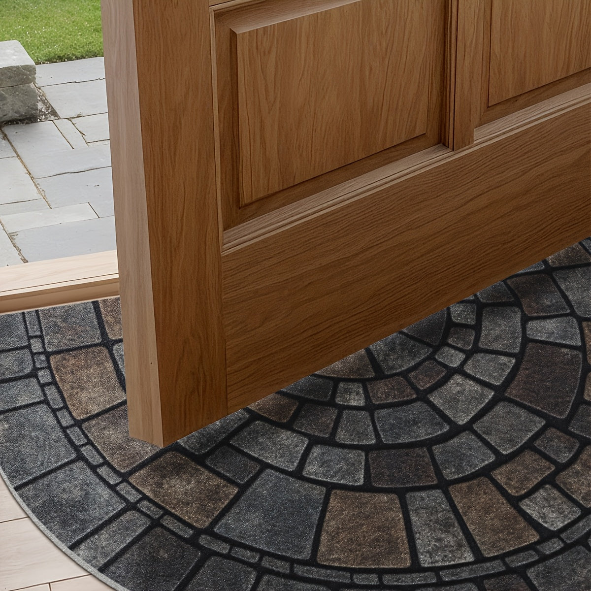 Semi-Circular Door Mat – Non-Slip – Polyester – Indoor & Outdoor