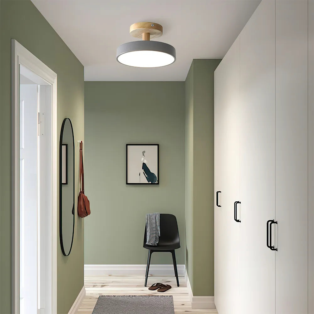 LED Ceiling Light – Wooden Base – Round Design