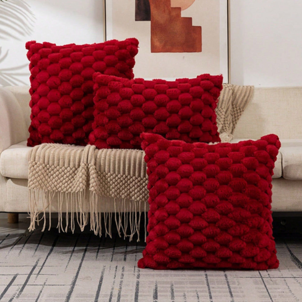 Plush Cushion Cover – 3D Texture – Cotton Polyester Blend