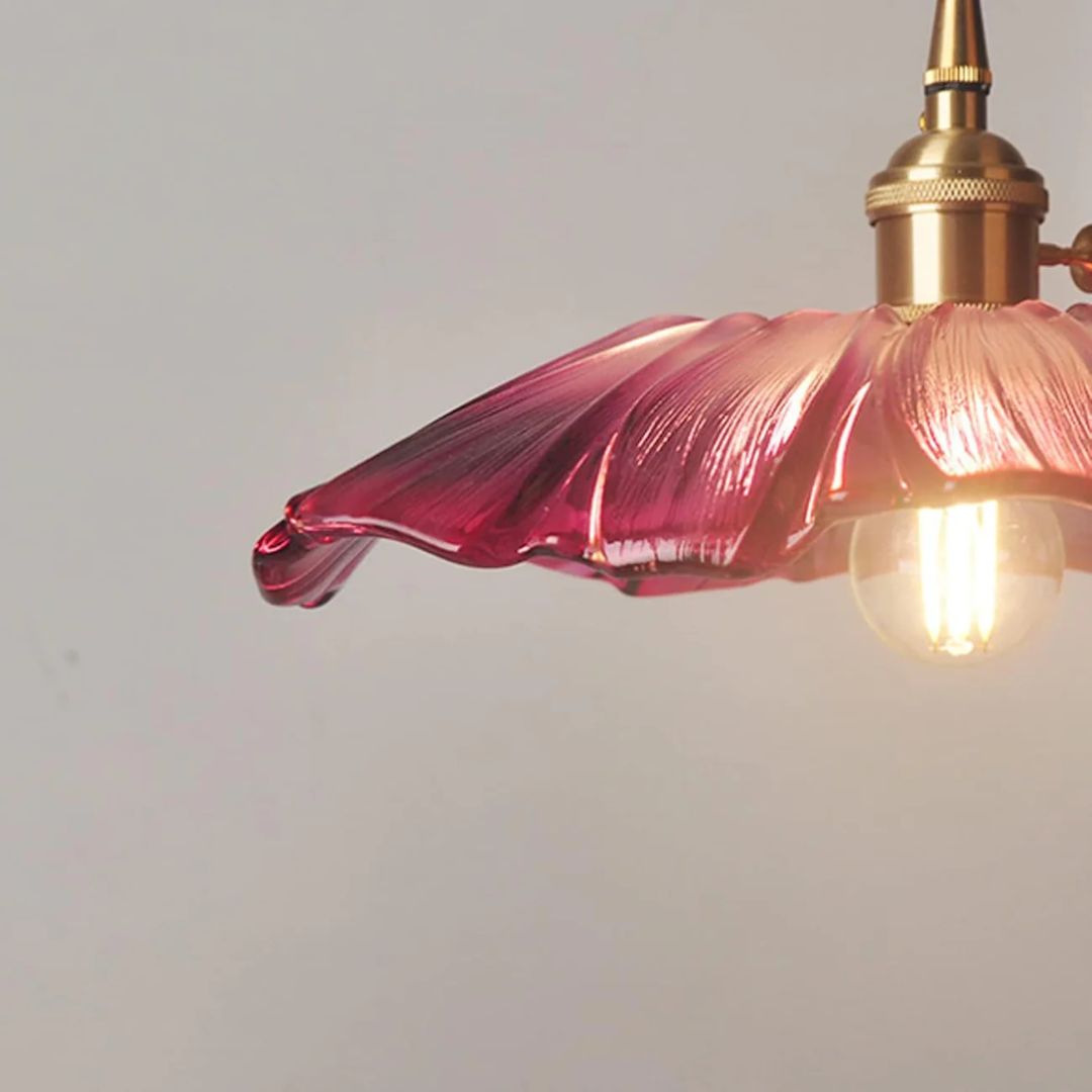 Flower Glass Pendant Light Adjustable For Home