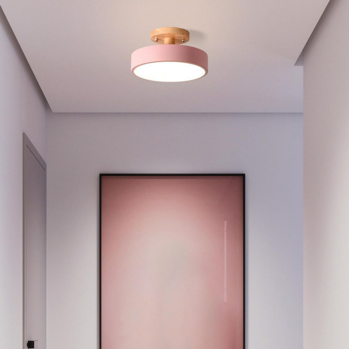 LED Ceiling Light – Wooden Base – Round Design