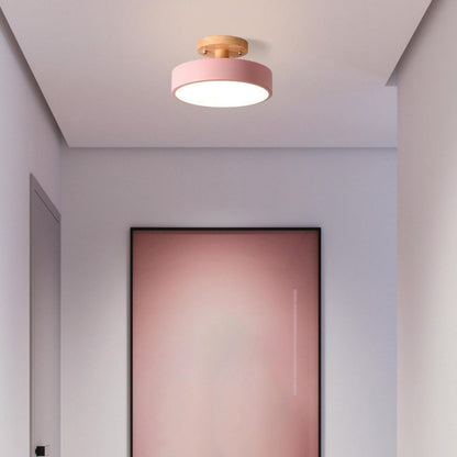 LED Ceiling Light – Wooden Base – Round Design
