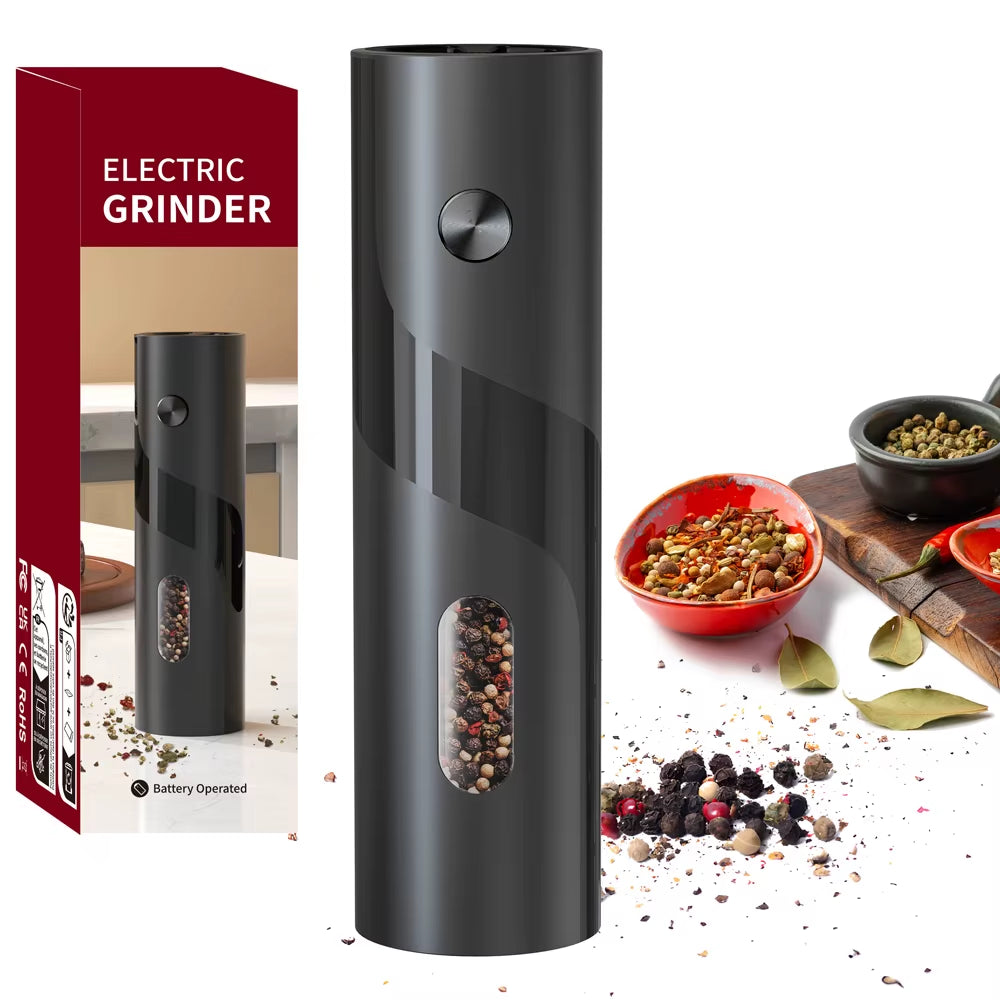 1Pc/2Pcs Automatic Pepper Grinder Salt and Pepper Mill Adjustable Coarseness Spice Grinder with LED for Kitchen