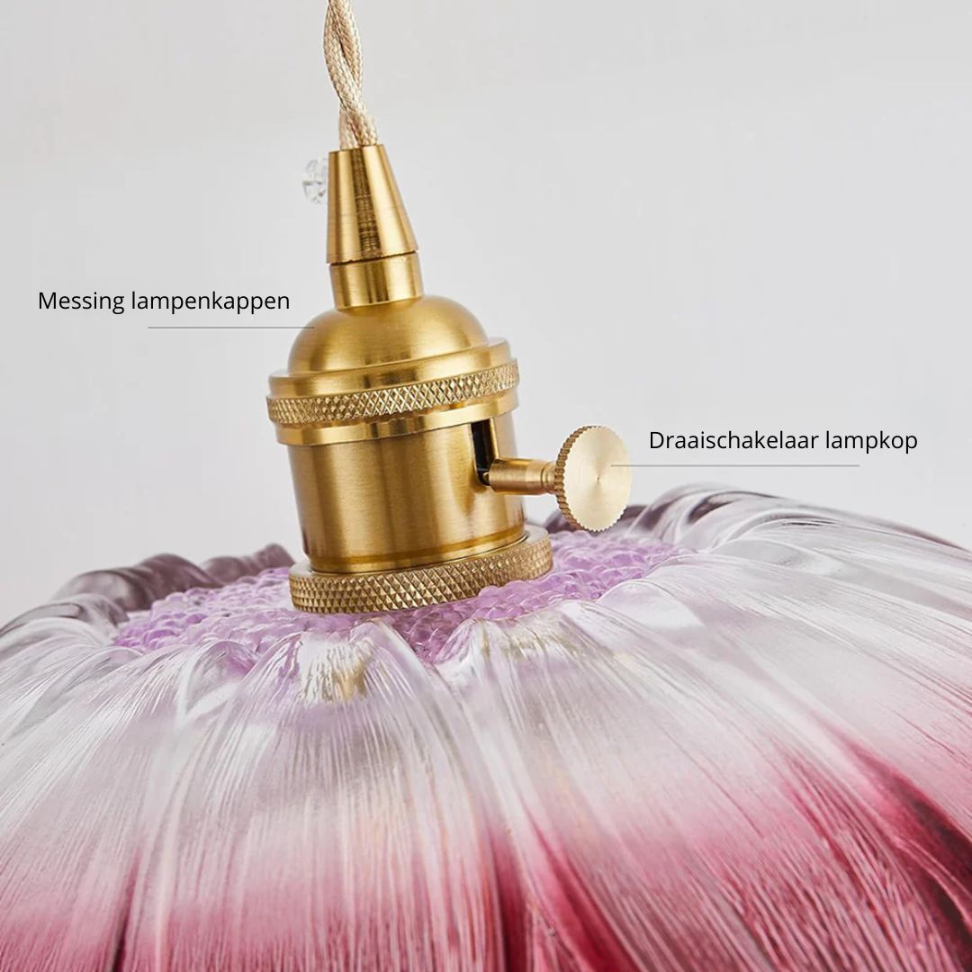 Flower Glass Pendant Light Adjustable For Home