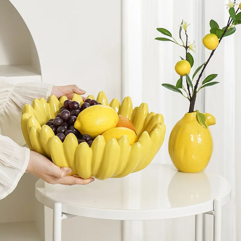 Creative Banana Shaped Storage Tray, Ceramic Fruit Tray, Household Snack Storage Tray, Living Room Desktop Storage Container
