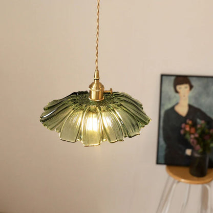 Flower Glass Pendant Light Adjustable For Home