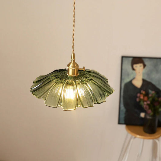 Flower Glass Pendant Light Adjustable For Home