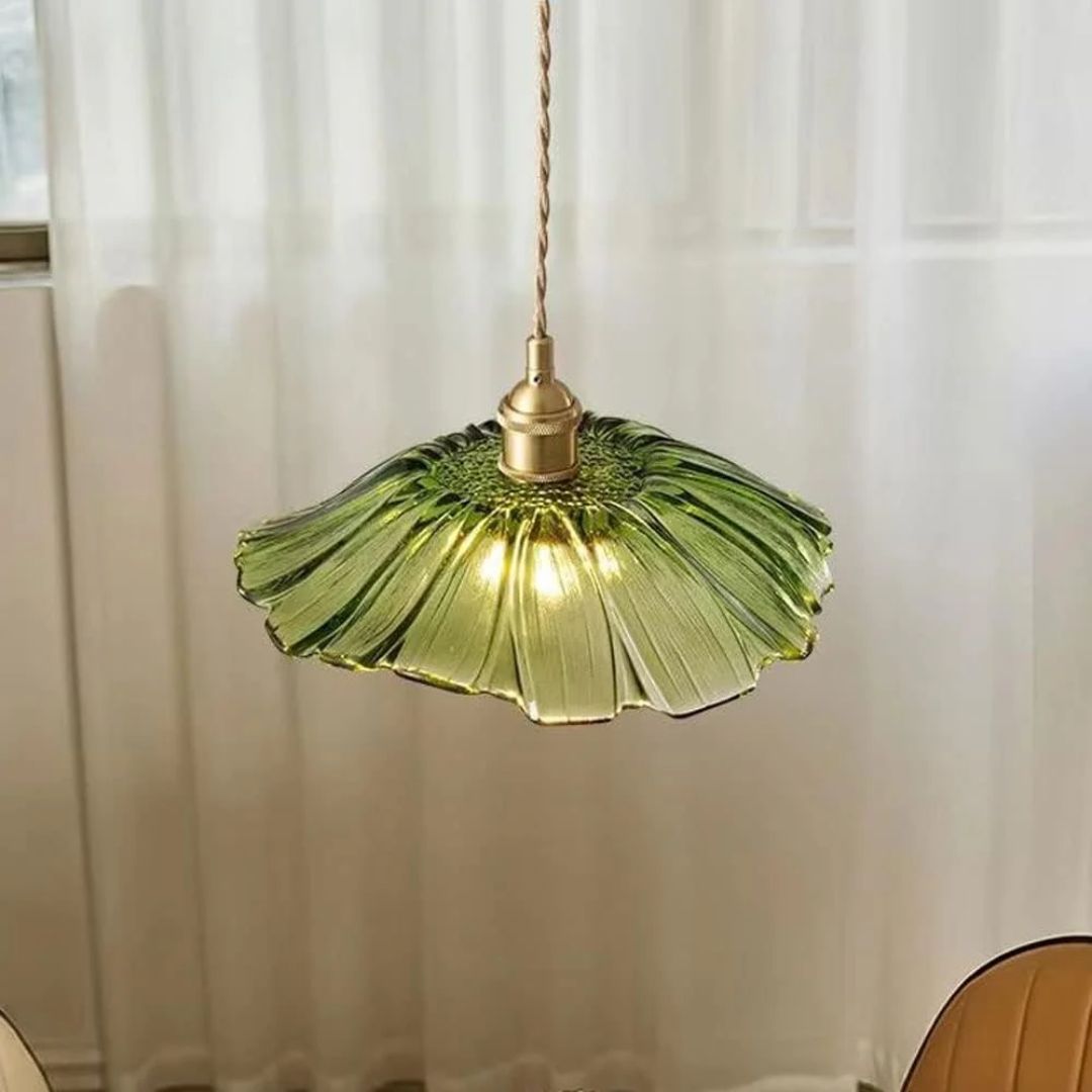 Flower Glass Pendant Light Adjustable For Home