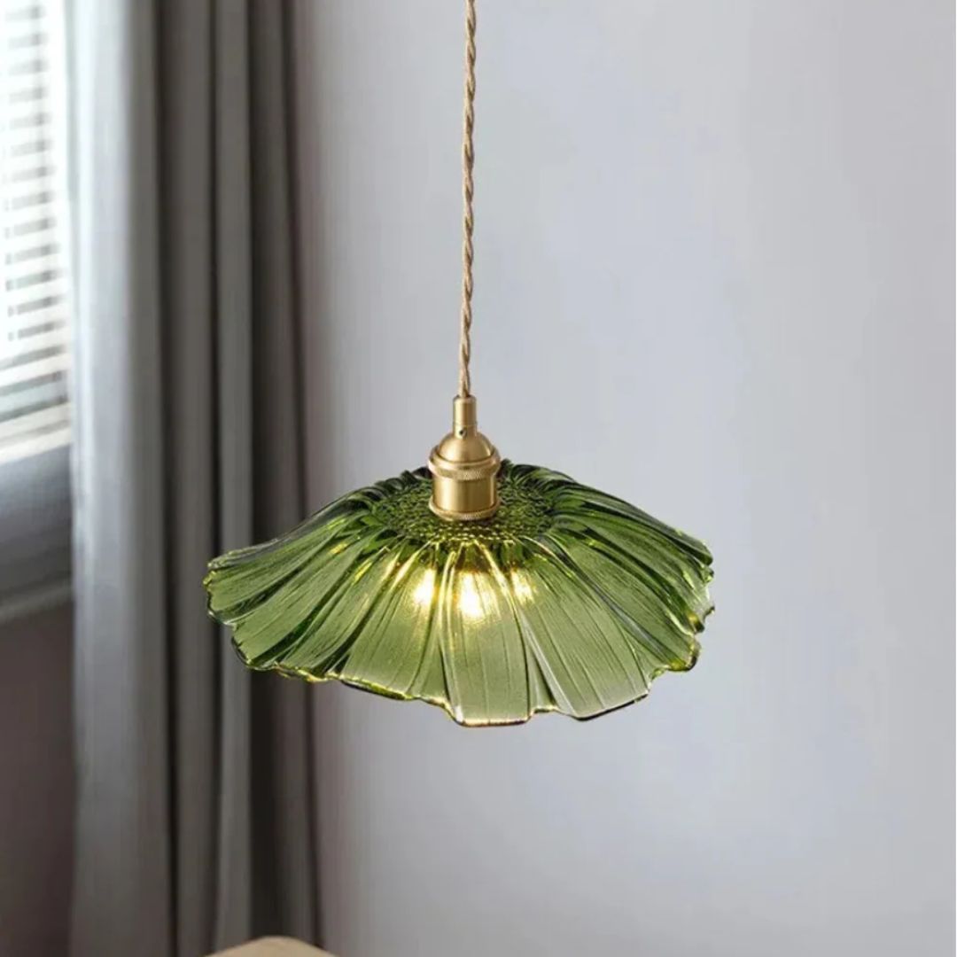 Flower Glass Pendant Light Adjustable For Home