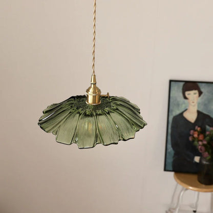 Flower Glass Pendant Light Adjustable For Home