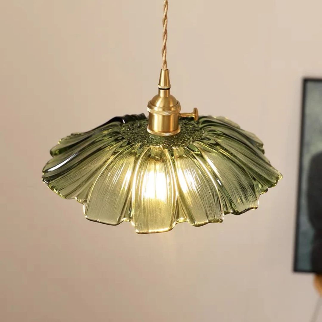 Flower Glass Pendant Light Adjustable For Home