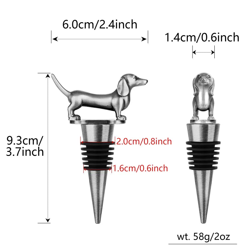 Dachshund Wine Stopper Decorative Design Metal Finish
